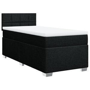 vidaXL Sommier à lattes de lit avec matelas Noir 90x200 cm Tissu