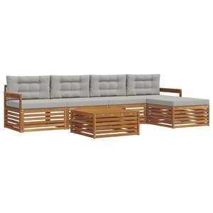 vidaXL Ensemble de canapés d'extérieur 6 Pièces Gris Naturel et Clair