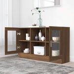 vidaXL Armoire à vitrine Chêne marron 120x30 5x70 cm Bois d'ingénierie