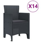 Ensemble de salle à manger de jardin vidaXL de 15 pièces avec coussins anthracite en poly rattan