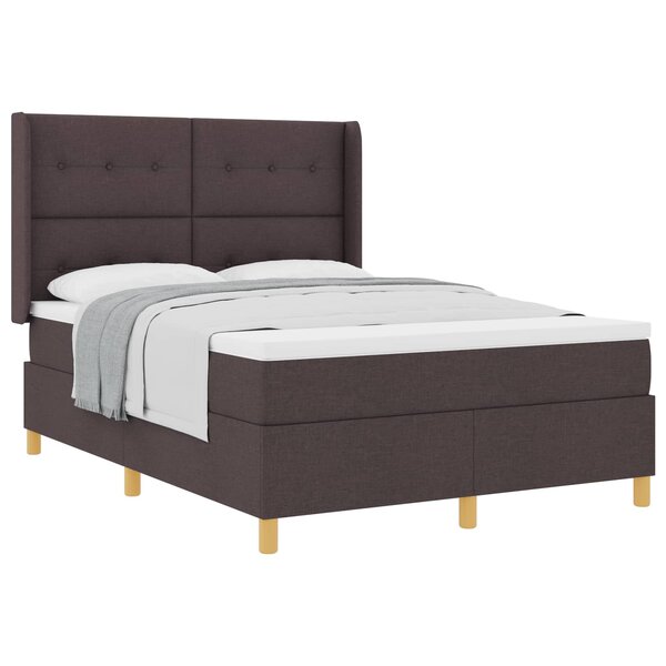 vidaXL Lit à ressorts avec matelas Marron foncé 160 x 200 cm tissu