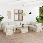 vidaXL Salon de jardin palette 10 Pièces avec coussins bois d'épicéa