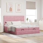 vidaXL Cadre de lit ottoman avec matelas rose 160x200 cm velours