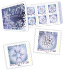 Carnet 12 timbres - Flocons de neige - Lettre verte