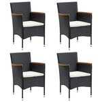 vidaXL Ensemble à manger de jardin avec coussins 5 Pièces Noir