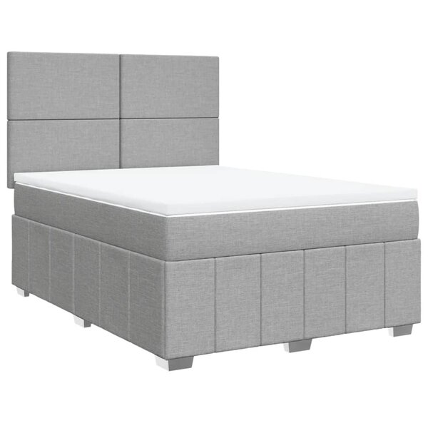 vidaXL Sommier à lattes de lit avec matelas Gris clair 160x200cm Tissu