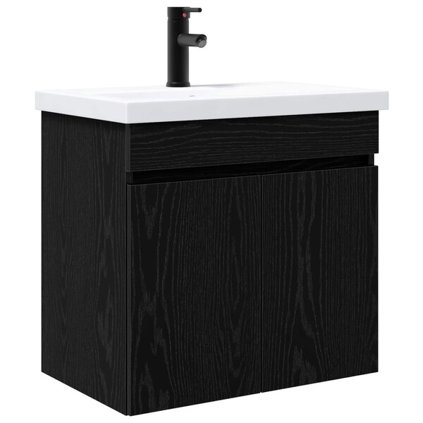vidaXL Meuble de salle de bain avec robinet Chêne noir