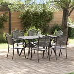 vidaXL Ensemble de salle à manger de jardin 7 pièces en aluminium coulé noir