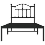 vidaXL Cadre de lit métal sans matelas avec tête de lit noir 90x190 cm
