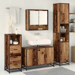 vidaXL Ensemble de mobilier de salle de bain 3 Pièces Bois Ancien