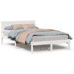 vidaXL Cadre de lit en pin blanc Blanc Pin massif 120 x 190 cm Durable