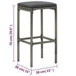 vidaXL Ensemble de bar de jardin 5 Pièces et coussins Résine tressée Gris