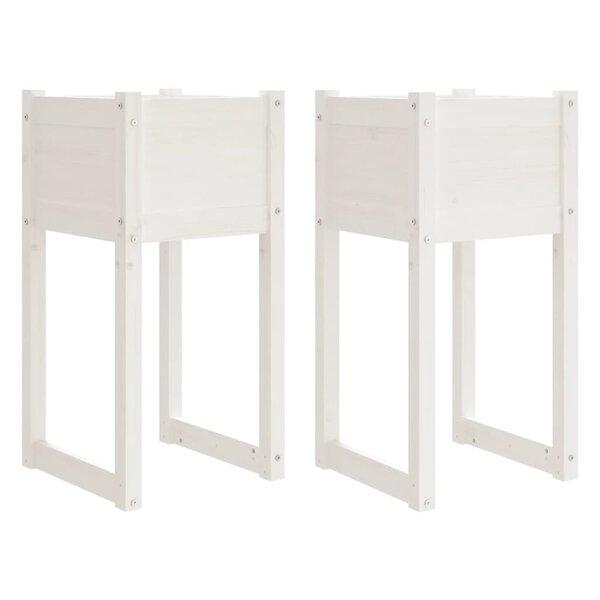 vidaXL Jardinières 2 Pièces Blanc 40x40x81 cm Bois massif de pin
