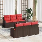 vidaXL Ensemble de canapé de jardin 7 Pièces Beige Rouge 55 x 55 x 37 cm