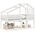 vidaXL Lit haut sans matelas blanc 90x200 cm bois de pin massif