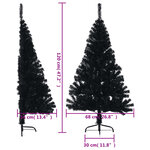 vidaXL Demi sapin de Noël artificiel avec support Noir 120 cm PVC