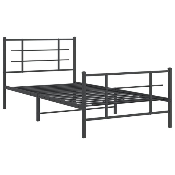 vidaXL Cadre de lit métal avec tête de lit/pied de lit noir 107x203 cm