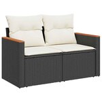 vidaXL Salon de jardin avec coussins 7 Pièces noir résine tressée acacia