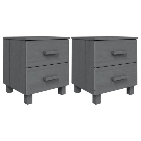 vidaXL Tables de chevet HAMAR 2Pièces Gris foncé 40x35x44 5cm Bois massif
