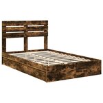 vidaXL Lit de Rangement Chêne fumé 135 x 190 cm Bois d'ingénierie