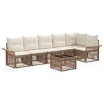 vidaXL Ensemble de canapé de jardin 7 Pièces Beige polyrotin
