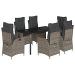 vidaXL Ensemble à manger de jardin et coussins 7 Pièces gris rotin