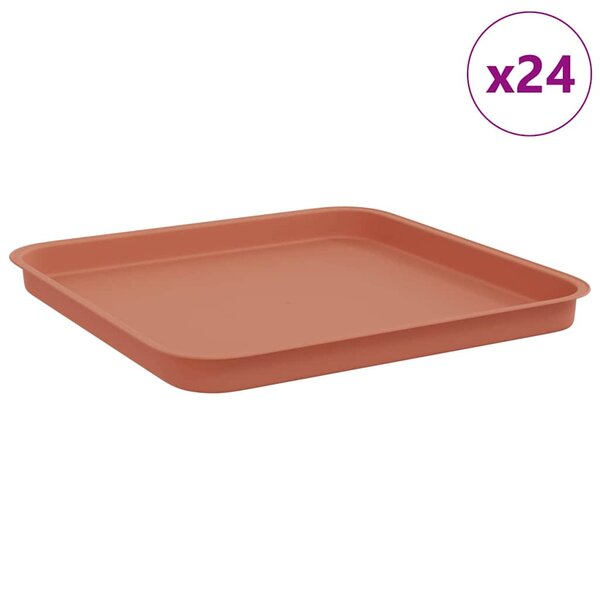vidaXL Plateau carré à fleurs 24 pc Rouge brique 32 x 32 x 2 5 cm