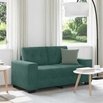 vidaXL Canapé deux places avec coussin Vert foncé Velours