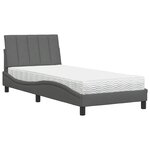 vidaXL Lit avec matelas Hanko gris foncé 80x200 cm tissu