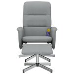 vidaXL Fauteuil inclinable de massage et repose-pied gris clair tissu