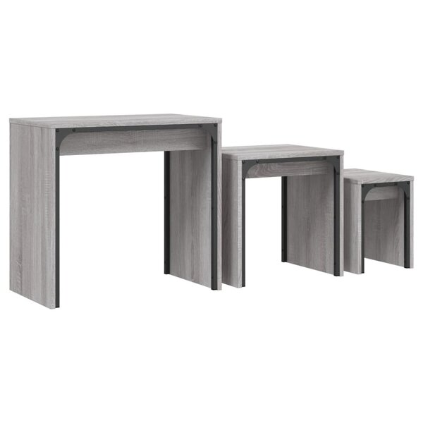vidaXL Tables basses gigognes 3 Pièces sonoma gris bois d'ingénierie