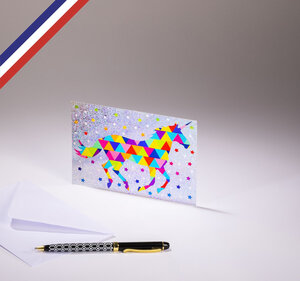 Carte simple pop c'art créée et imprimée en france sur papier certifié pefc - licorne