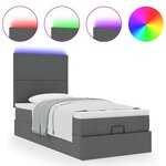 vidaXL Lit ottoman avec matelas et LED Gris foncé 80x200cm tissu