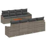 vidaXL Canapé de jardin 9 pièces avec coussins gris  en poly rotin et acacia.