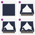 vidaXL Chaiselongue double avec toit et rideaux avec des rideaux Gris