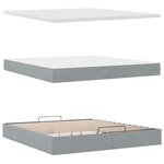 vidaXL Lit ottoman avec matelas gris clair 160x200 cm tissu