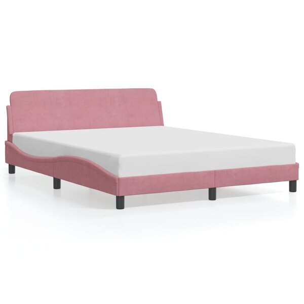vidaXL Cadre de lit avec tête de lit Dover rose 160x200cm velours