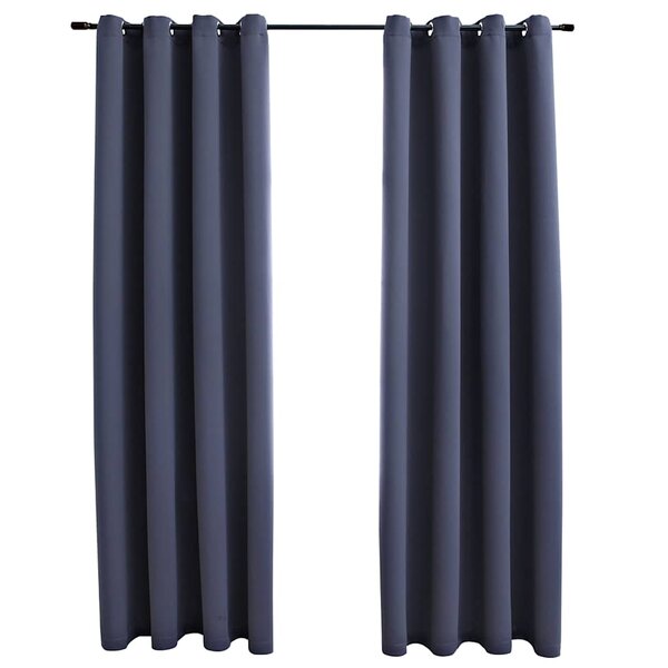 vidaXL Rideaux occultants avec anneaux Métal 2Pièces Anthracite 140x175cm