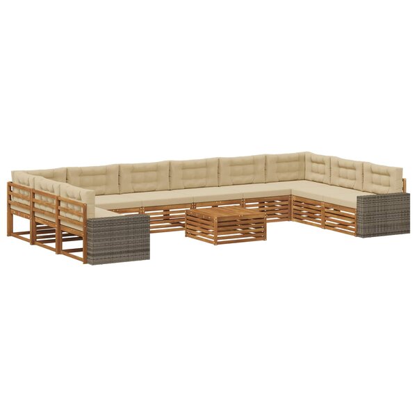 vidaXL Ensembles de canapés avec coussin 11 Pièces Bois d'Acacia Massif