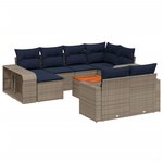 vidaXL Salon de jardin 11 Pièces avec coussins gris résine tressée