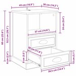 vidaXL Cabinet de chevet avec tiroir 2 Pièces Chêne noir 43 x 36 x 60 cm
