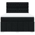 vidaXL Sommier à lattes de lit avec matelas Noir 140x190 cm Tissu