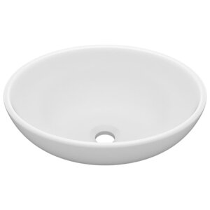 vidaXL Lavabo ovale de luxe Blanc mat 40x33 cm Céramique