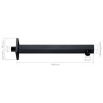 vidaXL Bras de support de douche Carré Acier inoxydable 201 Noir 30 cm