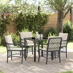vidaXL Ensemble de salle à manger pour jardin 5 Pièces Noir Poly rotin