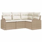 vidaXL Ensemble de canapé de jardin 4 Pièces Beige et blanc polyrotin