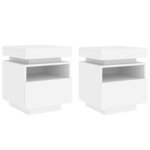 vidaXL Armoires de chevet avec lumières LED 2 Pièces blanc 40x39x48 5 cm