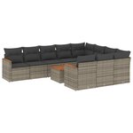 vidaXL Salon de jardin 11 Pièces avec coussins gris résine tressée