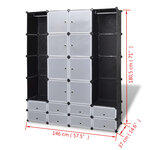 vidaXL Armoire modulaire 18 compartiments Noir et blanc 37x146x180 5cm