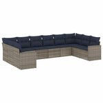 vidaXL Salon de jardin 10 Pièces avec coussins gris résine tressée
